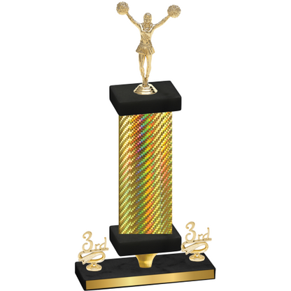 Premium Single Gold Carbon Fiber Third Place Cheerleading Trophy