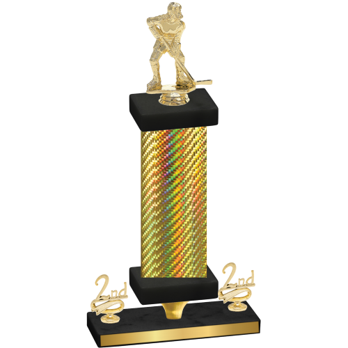 Premium Single Gold Carbon Fiber Second Place Hockey Trophy
