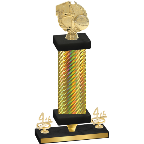 Premium Single Gold Carbon Fiber Fourth Place Basketball Trophy
