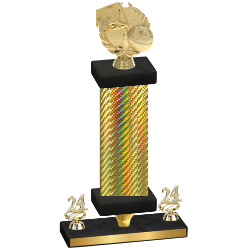 Premium Single Gold Carbon Fiber Year Basketball Trophy