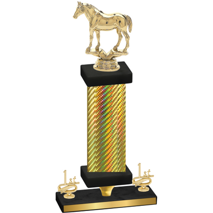 Premium Single Gold Carbon Fiber First Place Horses Trophy