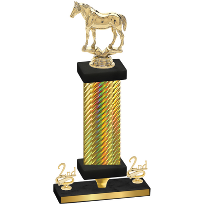 Premium Single Gold Carbon Fiber Second Place Horses Trophy
