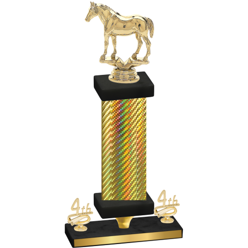 Premium Single Gold Carbon Fiber Fourth Place Horses Trophy