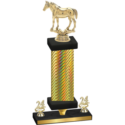 Premium Single Gold Carbon Fiber Year Horses Trophy