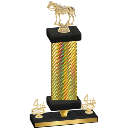 Premium Single Gold Carbon Fiber Fourth Place Horses Trophy