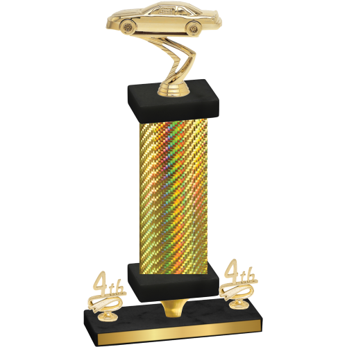 Premium Single Gold Carbon Fiber Fourth Place Cars Trophy