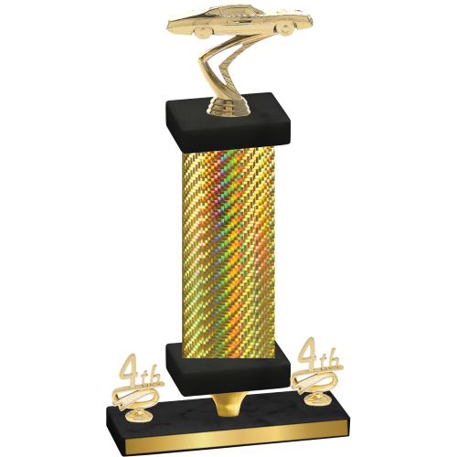Premium Single Gold Carbon Fiber Fourth Place Cars Trophy