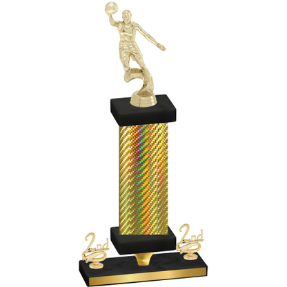 Premium Single Gold Carbon Fiber Second Place Basketball Trophy