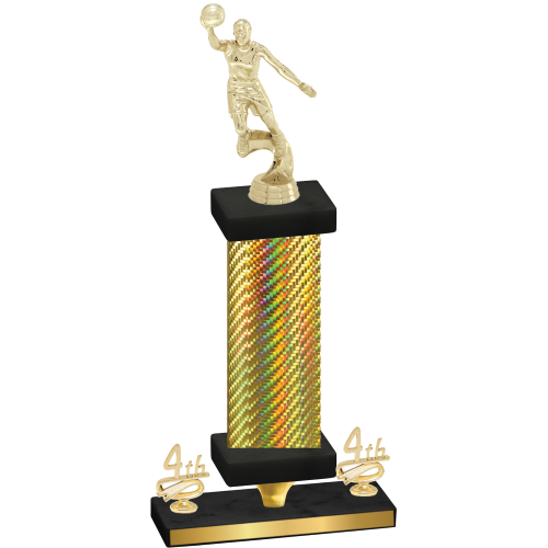 Premium Single Gold Carbon Fiber Fourth Place Basketball Trophy