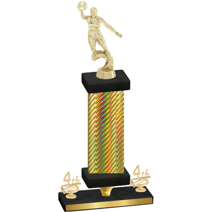 Premium Single Gold Carbon Fiber Fourth Place Basketball Trophy
