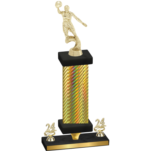 Premium Single Gold Carbon Fiber Year Basketball Trophy