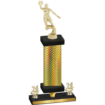 Premium Single Gold Carbon Fiber Year Basketball Trophy