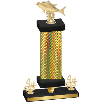 Premium Single Gold Carbon Fiber Fourth Place Fishing Trophy