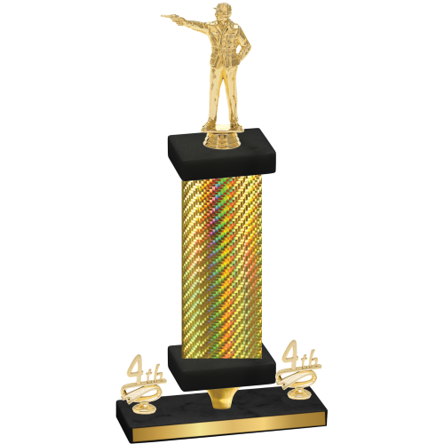 Premium Single Gold Carbon Fiber Fourth Place Shooter Trophy
