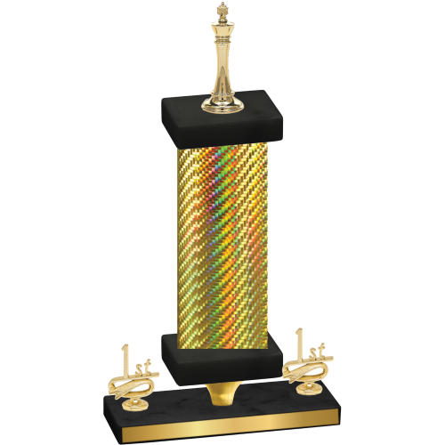 Premium Single Gold Carbon Fiber First Place Chess Trophy