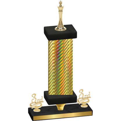 Premium Single Gold Carbon Fiber Third Place Chess Trophy