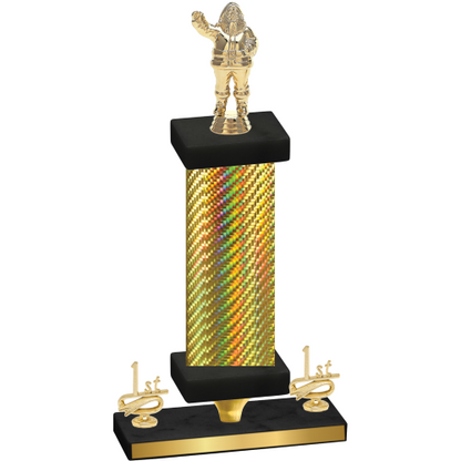Premium Single Gold Carbon Fiber First Place Holiday Trophy