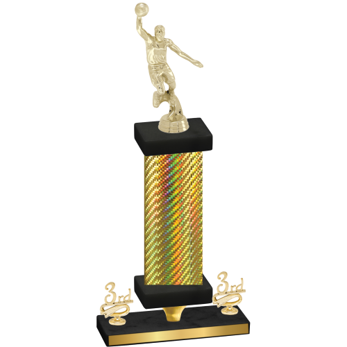 Premium Single Gold Carbon Fiber Third Place Basketball Trophy