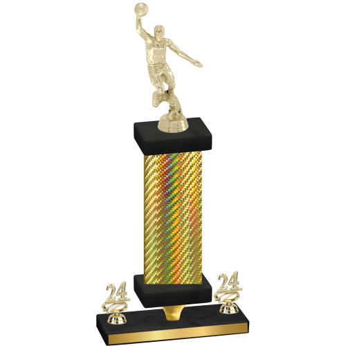 Premium Single Gold Carbon Fiber Year Basketball Trophy
