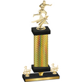 Premium Single Gold Carbon Fiber Third Place Flag Football Trophy