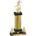 Premium Single Gold Carbon Fiber Victory Flag Football Trophy