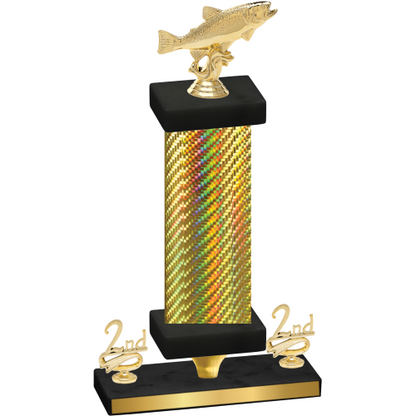 Premium Single Gold Carbon Fiber Second Place Fishing Trophy