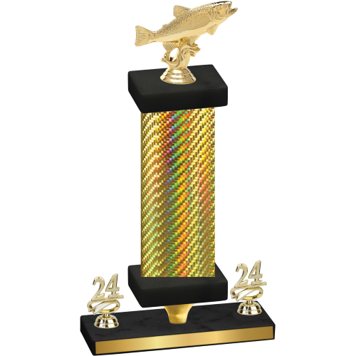 Premium Single Gold Carbon Fiber Year Fishing Trophy
