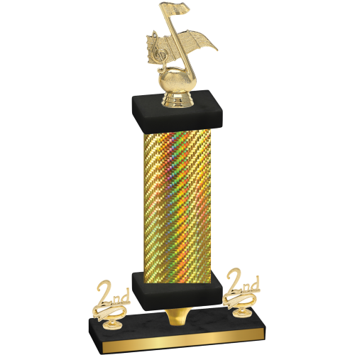 Premium Single Gold Carbon Fiber Second Place Music Trophy