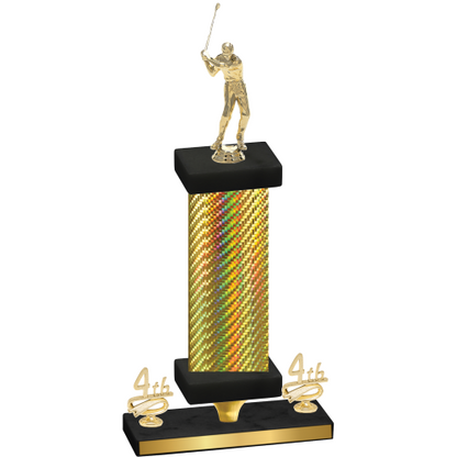 Premium Single Gold Carbon Fiber Fourth Place Golf Trophy