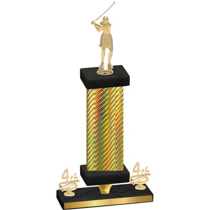 Premium Single Gold Carbon Fiber Fourth Place Golf Trophy