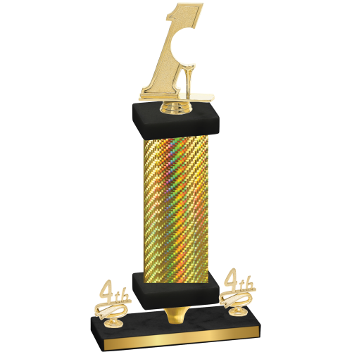 Premium Single Gold Carbon Fiber Fourth Place Golf Trophy