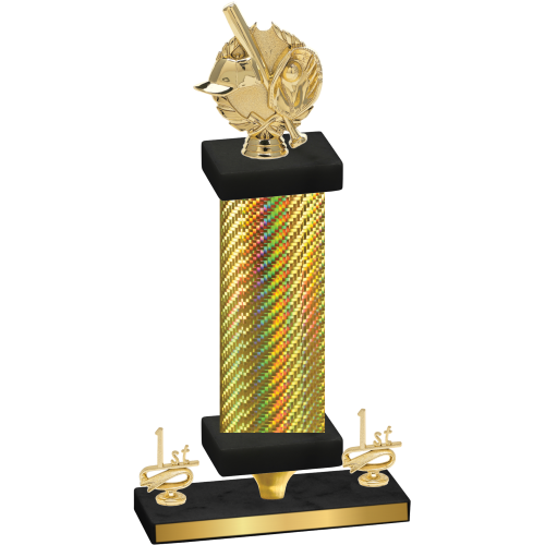 Premium Single Gold Carbon Fiber First Place Baseball Trophy