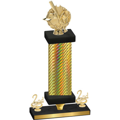 Premium Single Gold Carbon Fiber Second Place Baseball Trophy