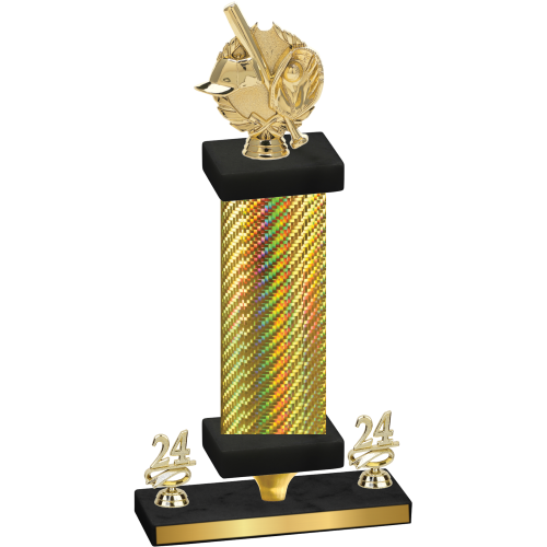 Premium Single Gold Carbon Fiber Year Baseball Trophy