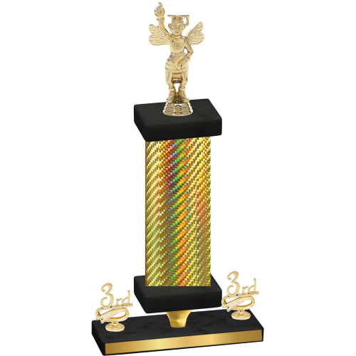 Premium Single Gold Carbon Fiber Third Place Academics Trophy