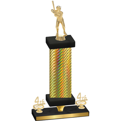 Premium Single Gold Carbon Fiber Fourth Place Baseball Trophy