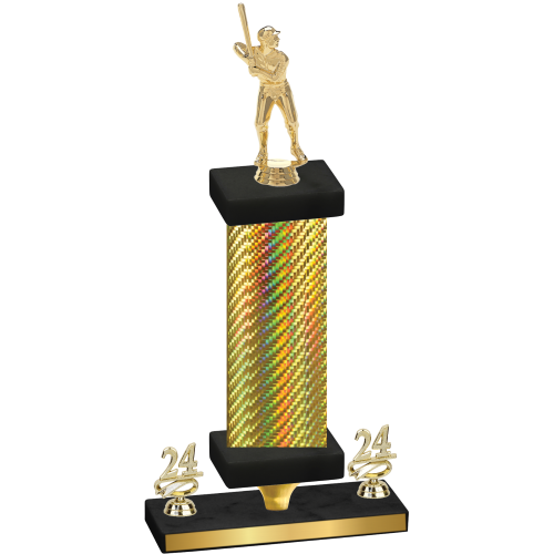 Premium Single Gold Carbon Fiber Year Baseball Trophy