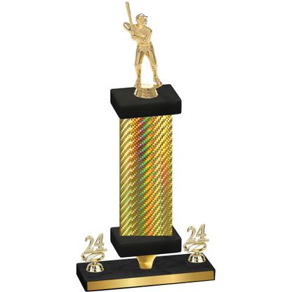 Premium Single Gold Carbon Fiber Year Baseball Trophy