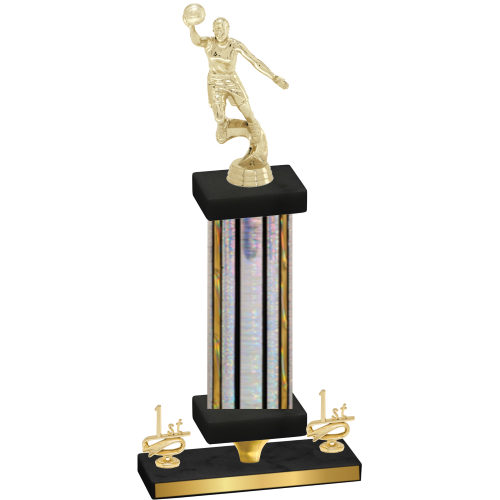 Premium Single Silver Glacier First Place Basketball Trophy