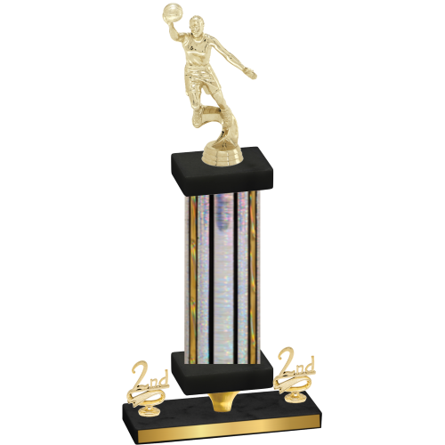 Premium Single Silver Glacier Second Place Basketball Trophy