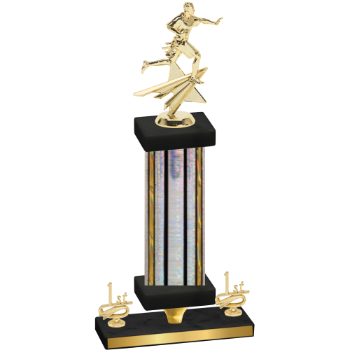 Premium Single Silver Glacier First Place Flag Football Trophy