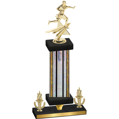 Premium Single Silver Glacier Victory Flag Football Trophy