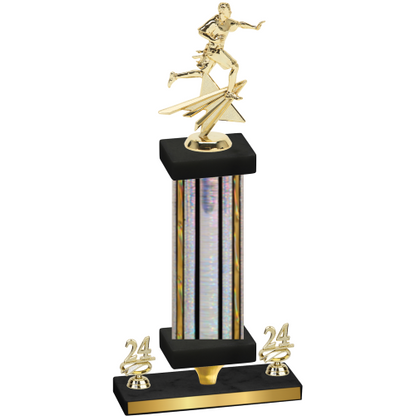 Premium Single Silver Glacier Year Flag Football Trophy