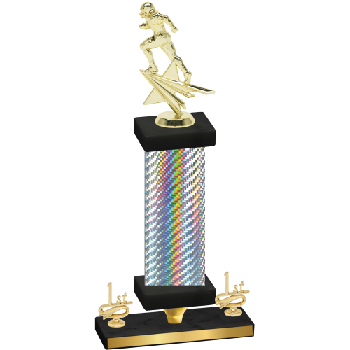 Premium Single Silver Carbon Fiber First Place Football Trophy