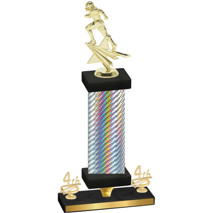 Premium Single Silver Carbon Fiber Fourth Place Football Trophy