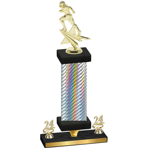 Premium Single Silver Carbon Fiber Year Football Trophy