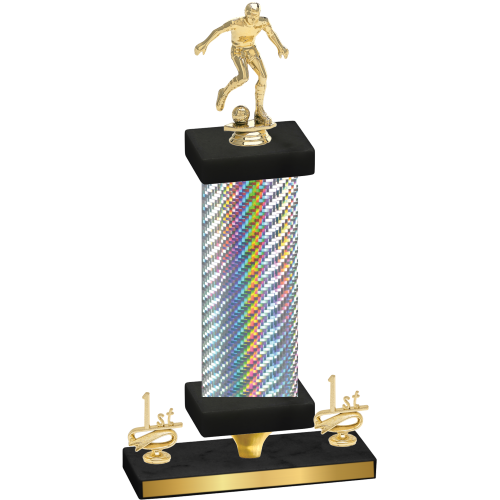 Premium Single Silver Carbon Fiber First Place Soccer Trophy