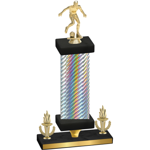 Premium Single Silver Carbon Fiber Victory Soccer Trophy