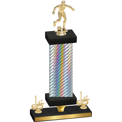 Premium Single Silver Carbon Fiber First Place Soccer Trophy