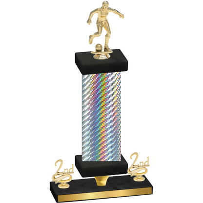 Premium Single Silver Carbon Fiber Second Place Soccer Trophy